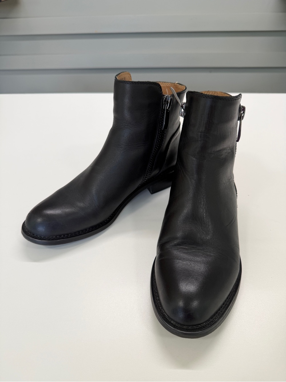 Women’s Franco Sarto Black Leather Zip Ankle Boots